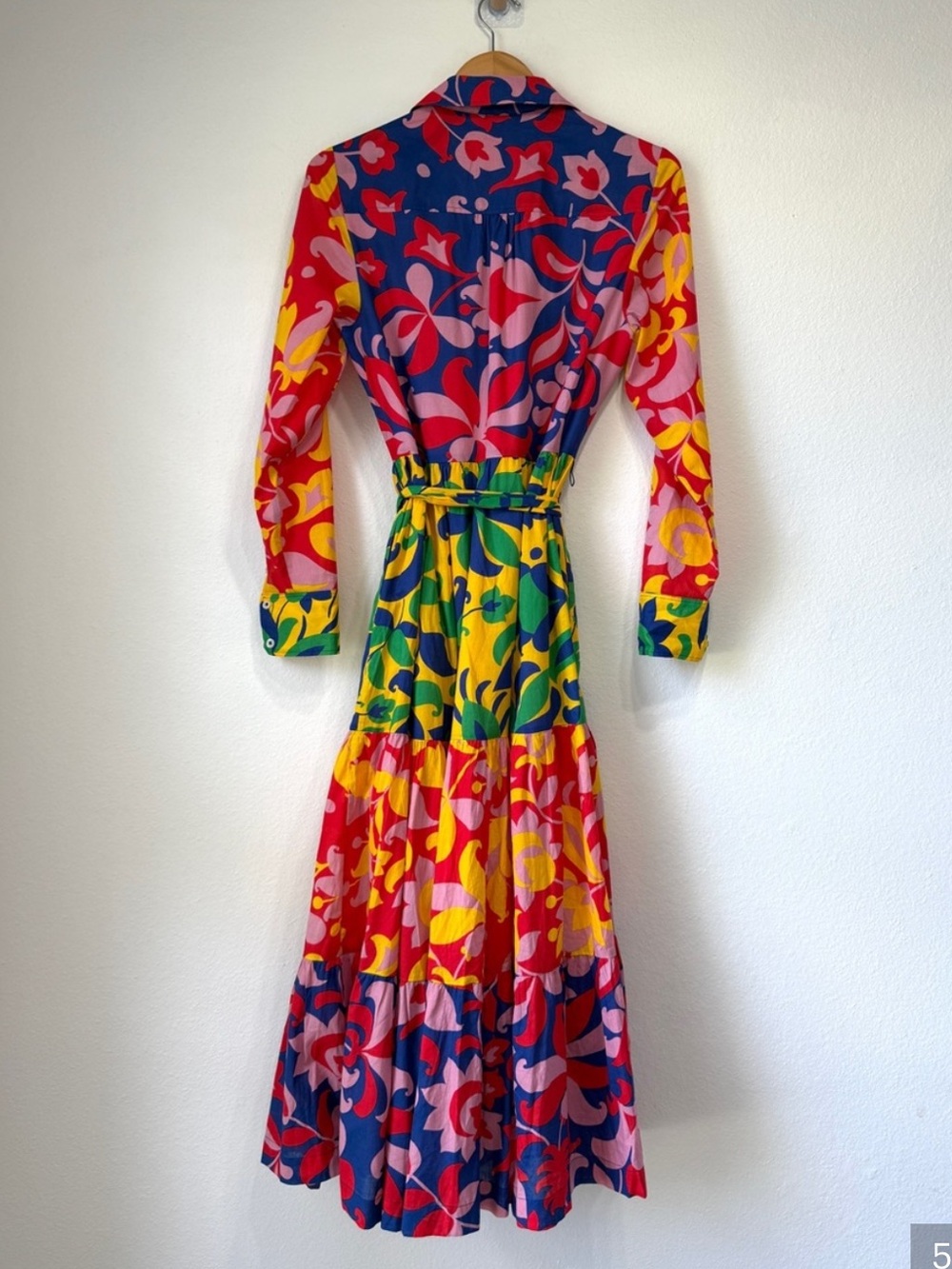 Boden Multicolor Floral Print Tiered Midi Shirt Dress US 8R - Picture 3 of 4